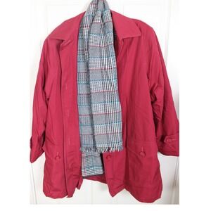 London Fog Towne Womens Fuschia‎ Red Rain Coat Jacket 16W Regular Classic